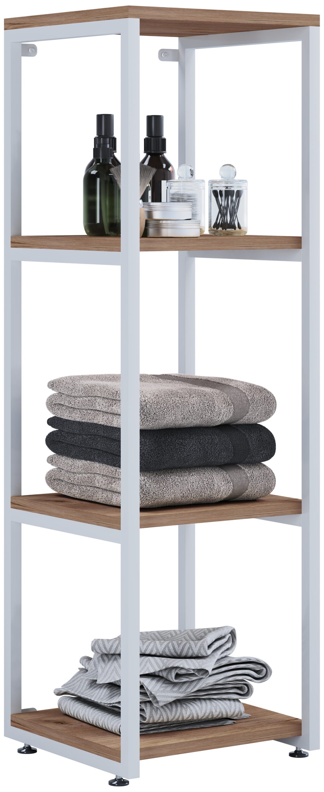 VCM Holz Badezimmerschrank   Badmöbel Metall Industrial Style   Stand Badregal   Maße ca. H. 112 x B. 35 x T.  35 cm - Bitila L