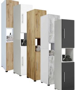 VCM Holz Badezimmerschrank   Badmöbel   Stand Badregal   Hochschrank   Maße ca. H. 153 x B. 31 x T. 30 cm - Flandu