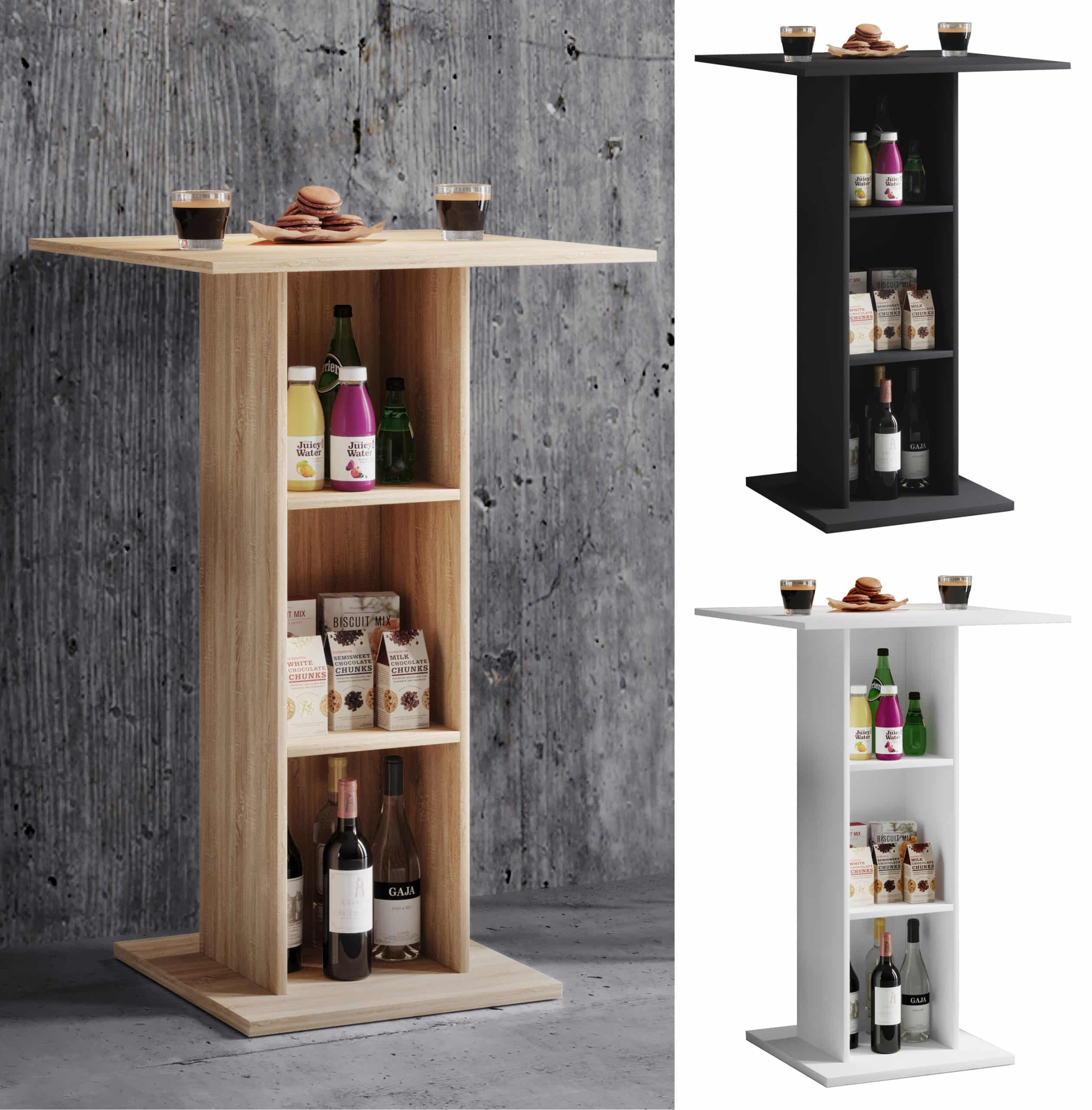 VCM Holz Bartisch   Stehtisch   Maße ca. H. 108 x 70 x 70 cm   hoher Tisch - Standos