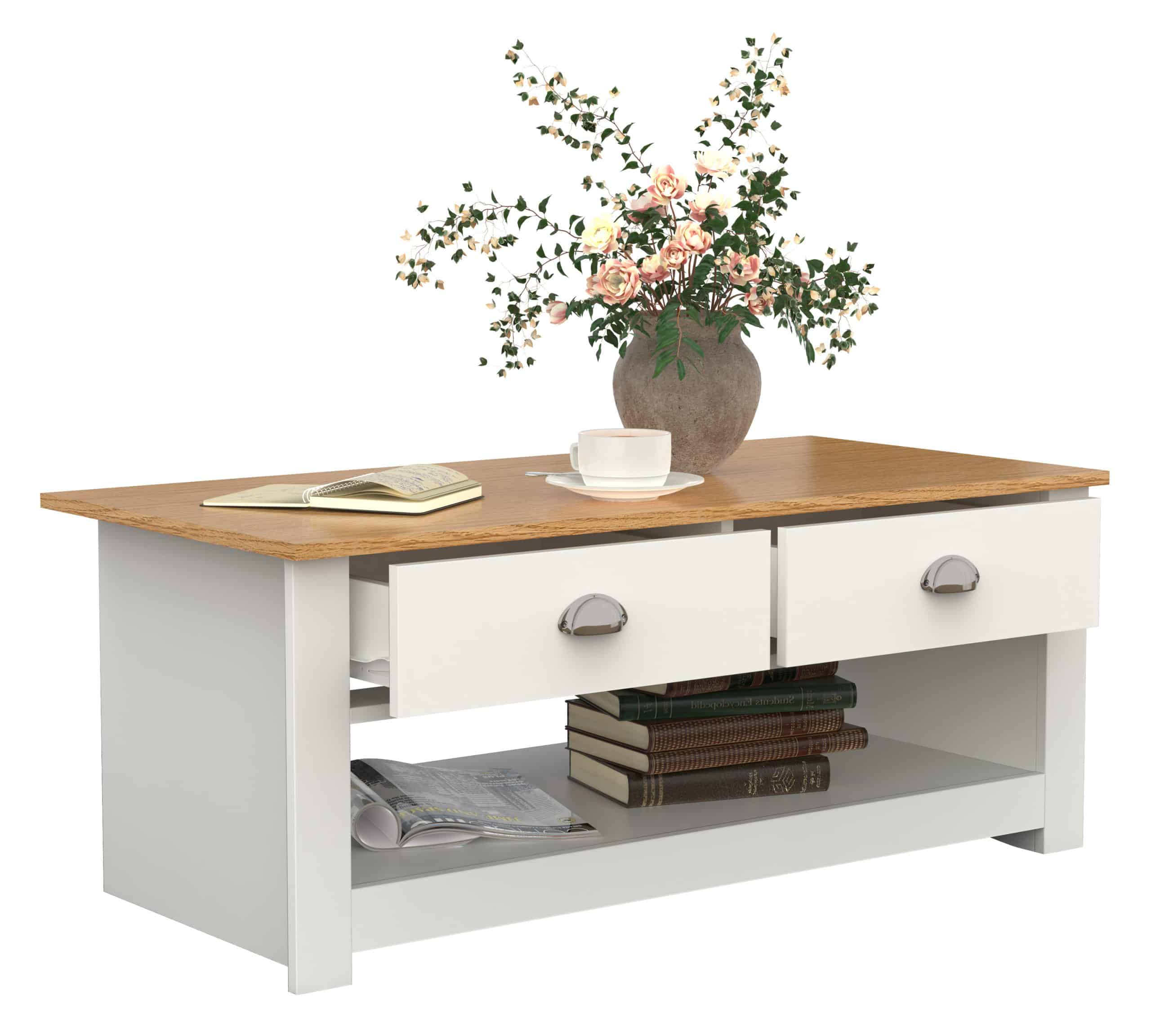 VCM Holz Beistelltisch Couchtisch Sofatisch Wohnzimmertisch Schublade Balusa