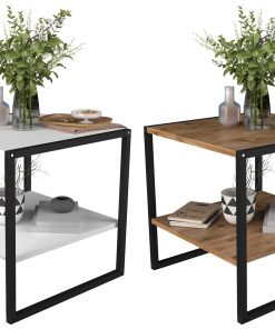 VCM Holz Beistelltisch   Couchtisch im schlichten Industriestyle   Maße ca. H. 50 x B. 50 x T. 50 cm   Wohnzimmertisch   Kaffeetisch - Insasi M