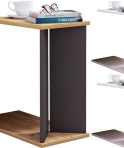 VCM Holz Beistelltisch   Couchtisch schlicht   Maße ca. H. 49 x B. 25 x T. 50 cm   Wohnzimmertisch mit zwei Fächern   Kaffeetisch - Nachto M