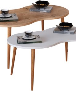 VCM Holz Beistelltisch   ovaler Couchtisch im schlichten Design   Maße ca. H. 42 x B. 90 x T. 41 cm   Wohnzimmertisch - Barilo