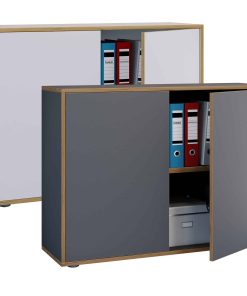 VCM Holz Büroschrank Ordner Aktenschrank Büromöbel Schrank Salia 2-fach Breite 100 cm Drehtüren