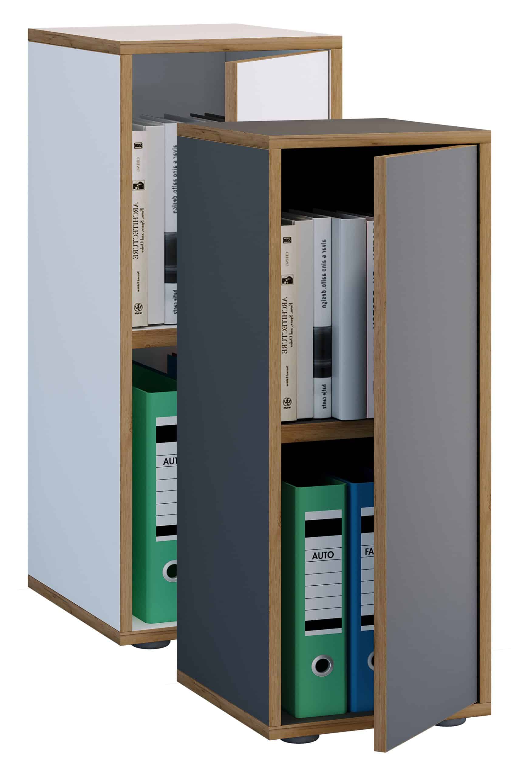 VCM Holz Büroschrank Ordner Aktenschrank Büromöbel Schrank Salia 2-fach Breite 30 cm Drehtür