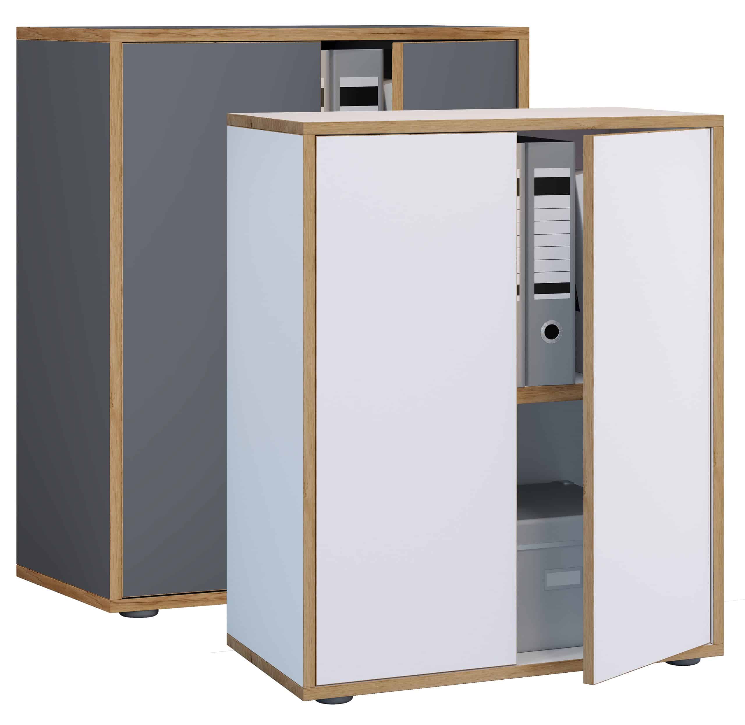 VCM Holz Büroschrank Ordner Aktenschrank Büromöbel Schrank Salia 2-fach Breite 60 cm Drehtüren