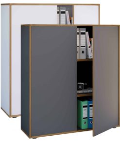 VCM Holz Büroschrank Ordner Aktenschrank Büromöbel Schrank Salia 3-fach Breite 100 cm Drehtüren