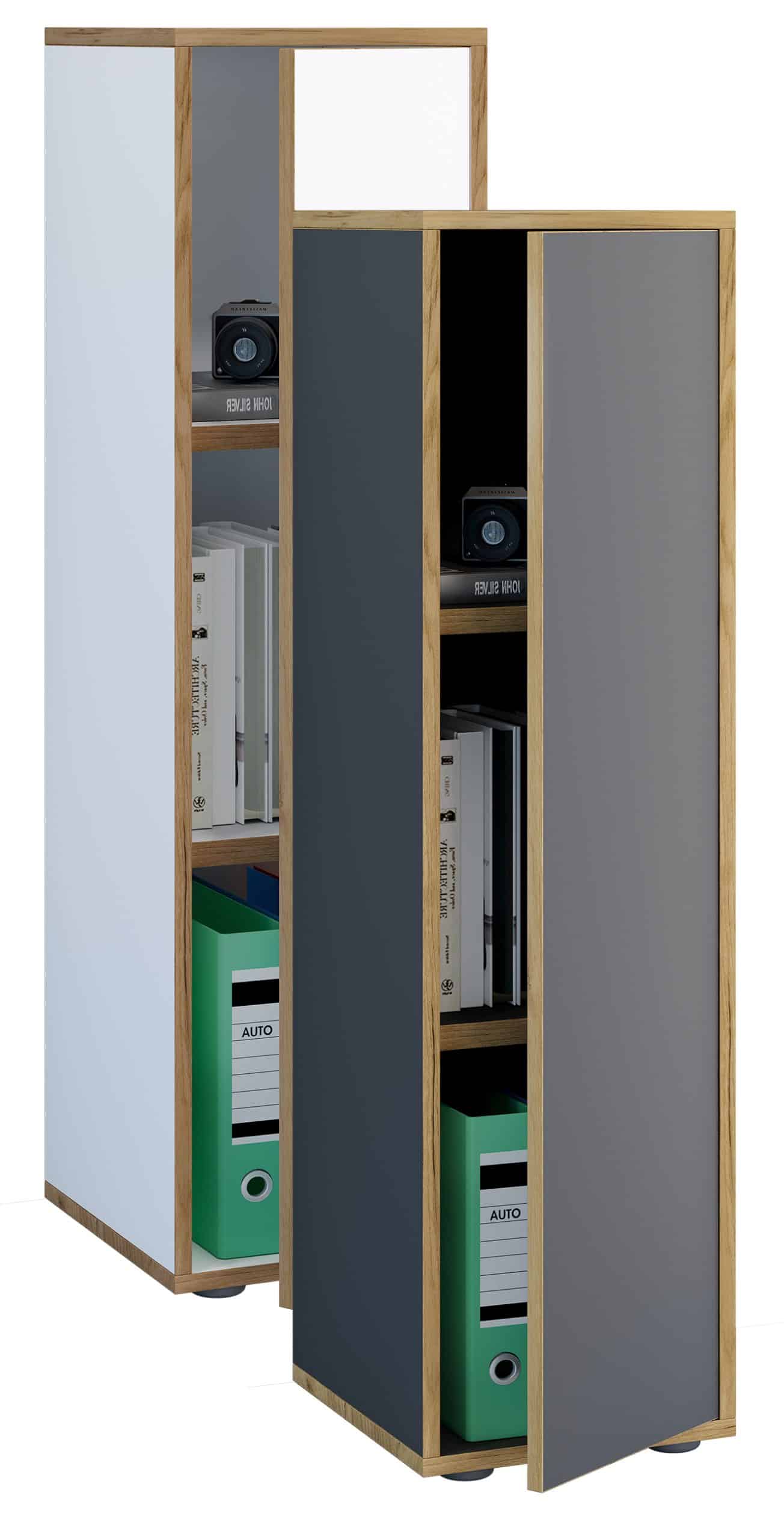 VCM Holz Büroschrank Ordner Aktenschrank Büromöbel Schrank Salia 3-fach Breite 30 cm Drehtür