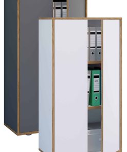 VCM Holz Büroschrank Ordner Aktenschrank Büromöbel Schrank Salia 3-fach Breite 60 cm Drehtüren