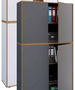 VCM Holz Büroschrank Ordner Aktenschrank Büromöbel Schrank Salia 5-fach Breite 100 cm Drehtüren