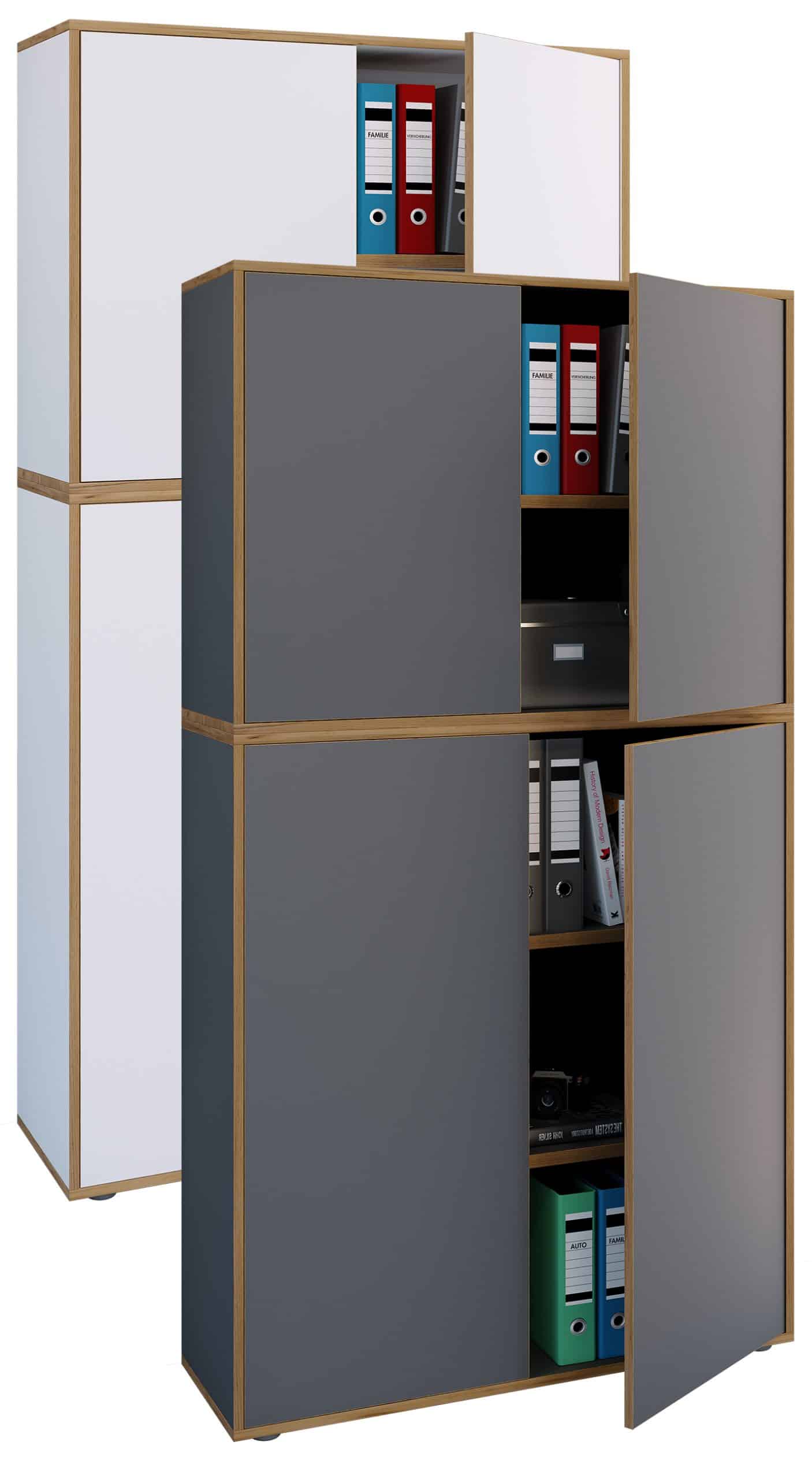 VCM Holz Büroschrank Ordner Aktenschrank Büromöbel Schrank Salia 5-fach Breite 100 cm Drehtüren