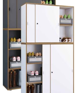 VCM Holz Büroschrank Ordner Aktenschrank Büromöbel Schrank Salia 5-fach Breite 100 cm Schiebetüren