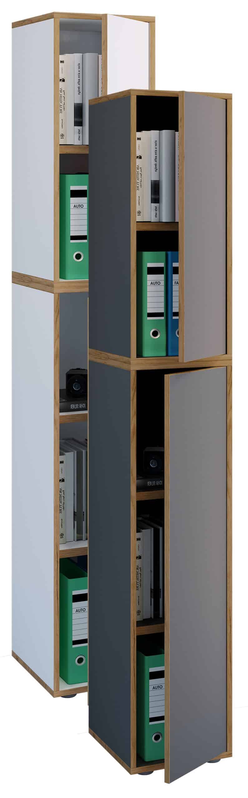 VCM Holz Büroschrank Ordner Aktenschrank Büromöbel Schrank Salia 5-fach Breite 30 cm Drehtür