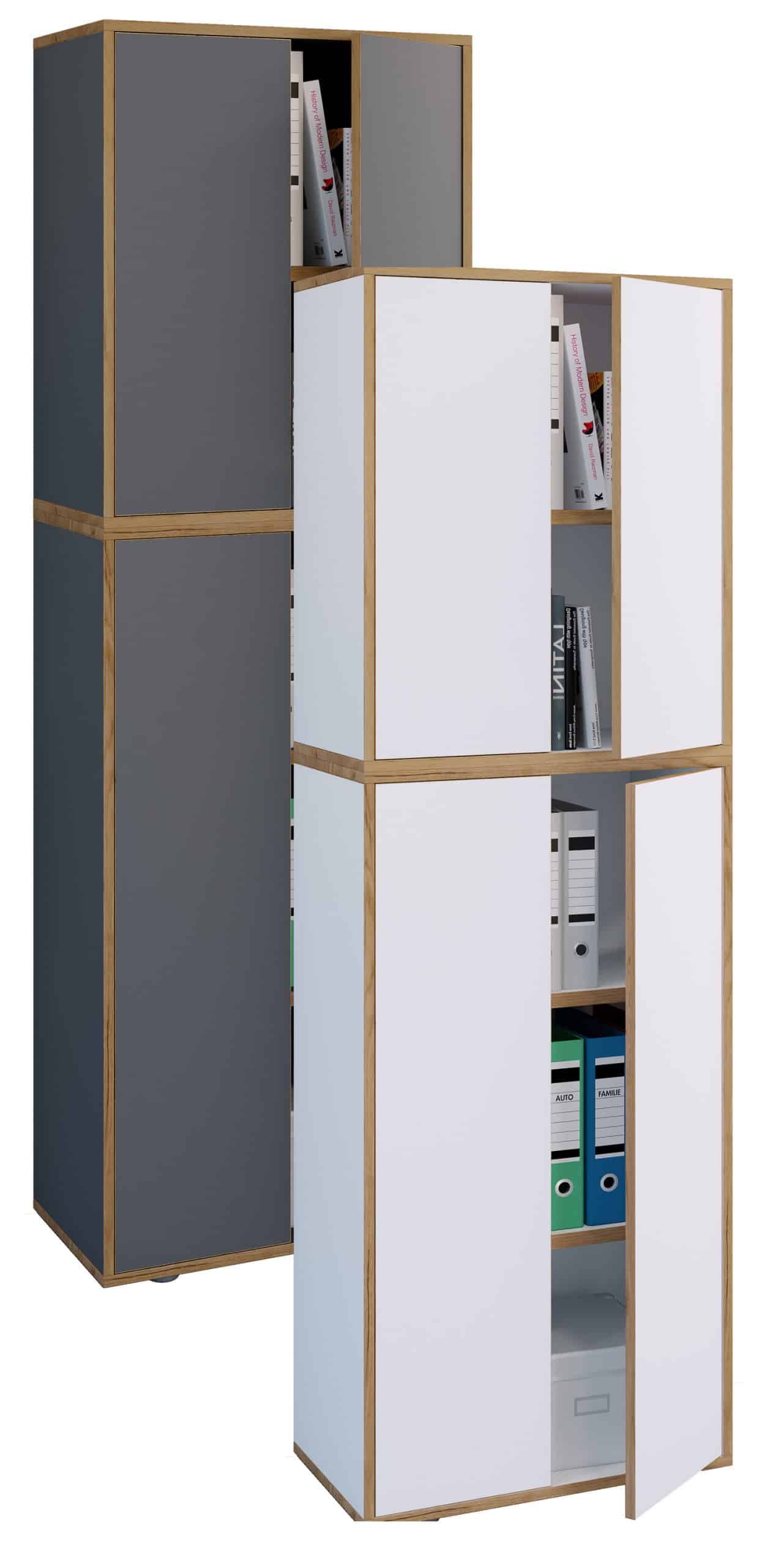 VCM Holz Büroschrank Ordner Aktenschrank Büromöbel Schrank Salia 5-fach Breite 60 cm Drehtüren