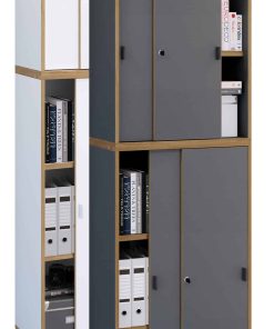 VCM Holz Büroschrank Ordner Aktenschrank Büromöbel Schrank Salia 5-fach Breite 60 cm Schiebetüren