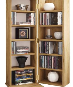 VCM Holz CD DVD Stand Regal   platzsparender CD Schrank mit abschließbarer Holztür für 300 CDs oder 130 DVDs oder 72-Videos   Maße: H. 93 x B. 31 x T. 31 cm   10 variable Einlegeböden – Engalo L