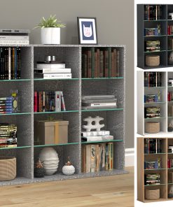 VCM Holz CD DVD Standregal Bücherregal Raumteiler Deko Regal Glas Zilas L