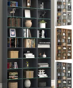 VCM Holz CD DVD Standregal Bücherregal Raumteiler Deko Regal Glas Zilas XL