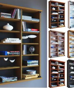 VCM Holz CD DVD Wandregal/Wandvitrine   Vitrine mit 2 ESG-Sicherheitsglastüren.   Maße: H. 92 x B. 60 x T. 18 cm   10 variable Einlegeböden - Zuntisa