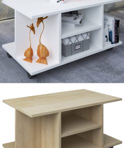 VCM Holz Couchtisch   Sofatisch mit ausreichend Stauraum   Maße ca. H. 40 x B. 80 x T. 40 cm   Wohnzimmertisch rollbar - Findula