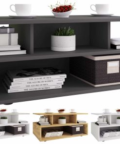 VCM Holz Couchtisch   Sofatisch mit ausreichend Stauraum   Maße ca. H. 40 x B. 80 x T. 50 cm   Wohnzimmertisch - Esila