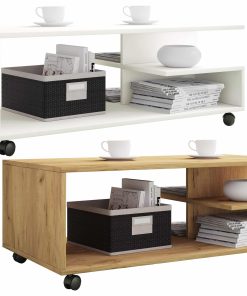 VCM Holz Couchtisch   Sofatisch mit praktischen Rollen   Wohnzimmertisch rollbar   H. 40 x B. 100 x T. 50 cm   Kaffeetisch Stango XL