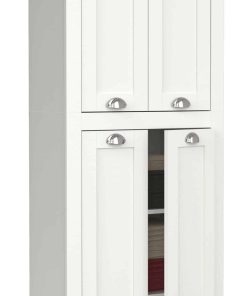 VCM Holz Flurschrank   5 Fächer   Badezimmerschrank   Maße: H. 184 x B. 72 x T. 32 cm   4 Drehtüren   elegante Muschelgriffe - Balusa