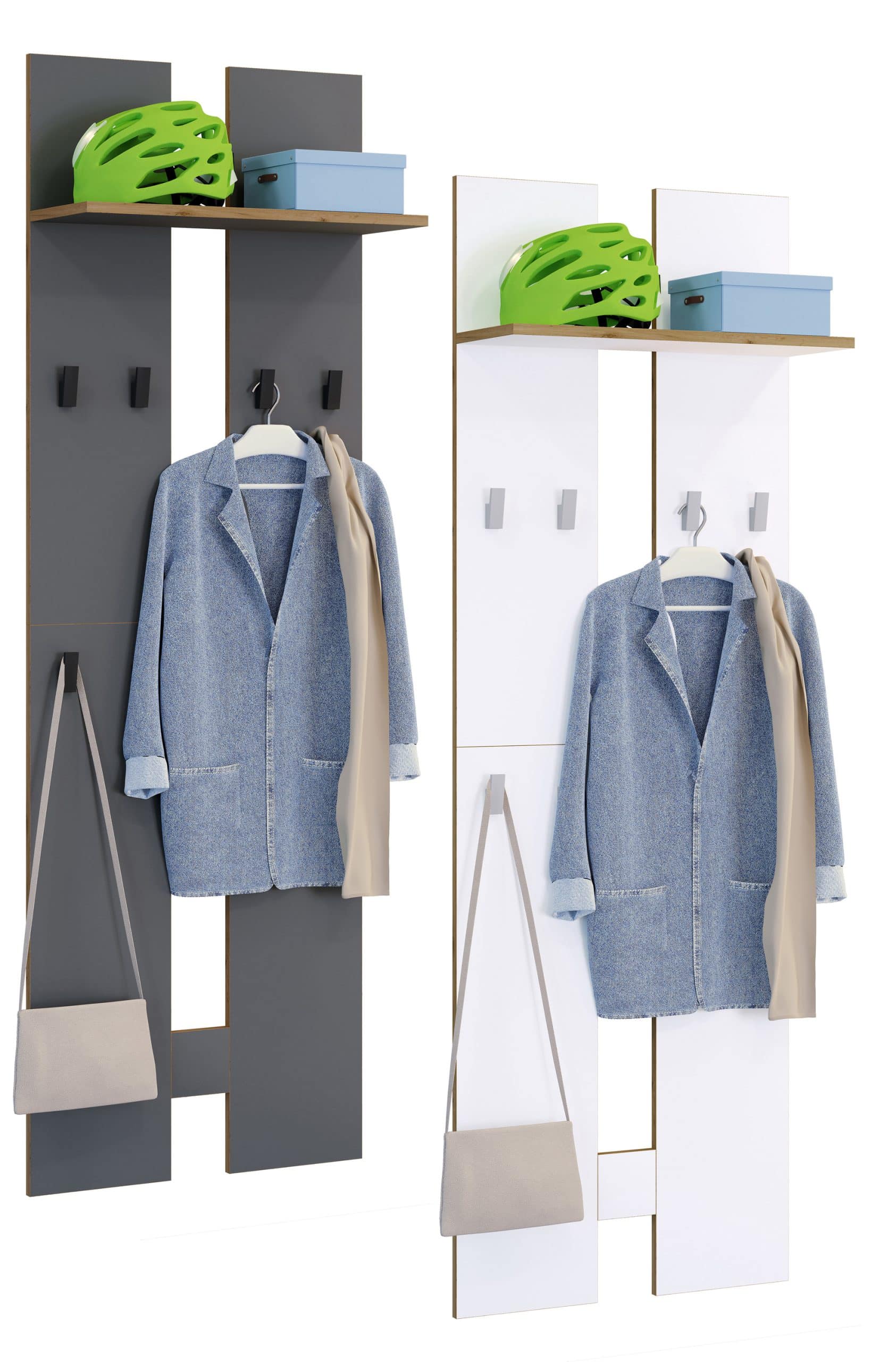 VCM Holz Garderoben-Set   Dielenmöbel   Maße pro Paneel: H. 170 x B. 57 x T. 20 cm   pro Paneel 4 Haken   praktische Hutablage - Salia L