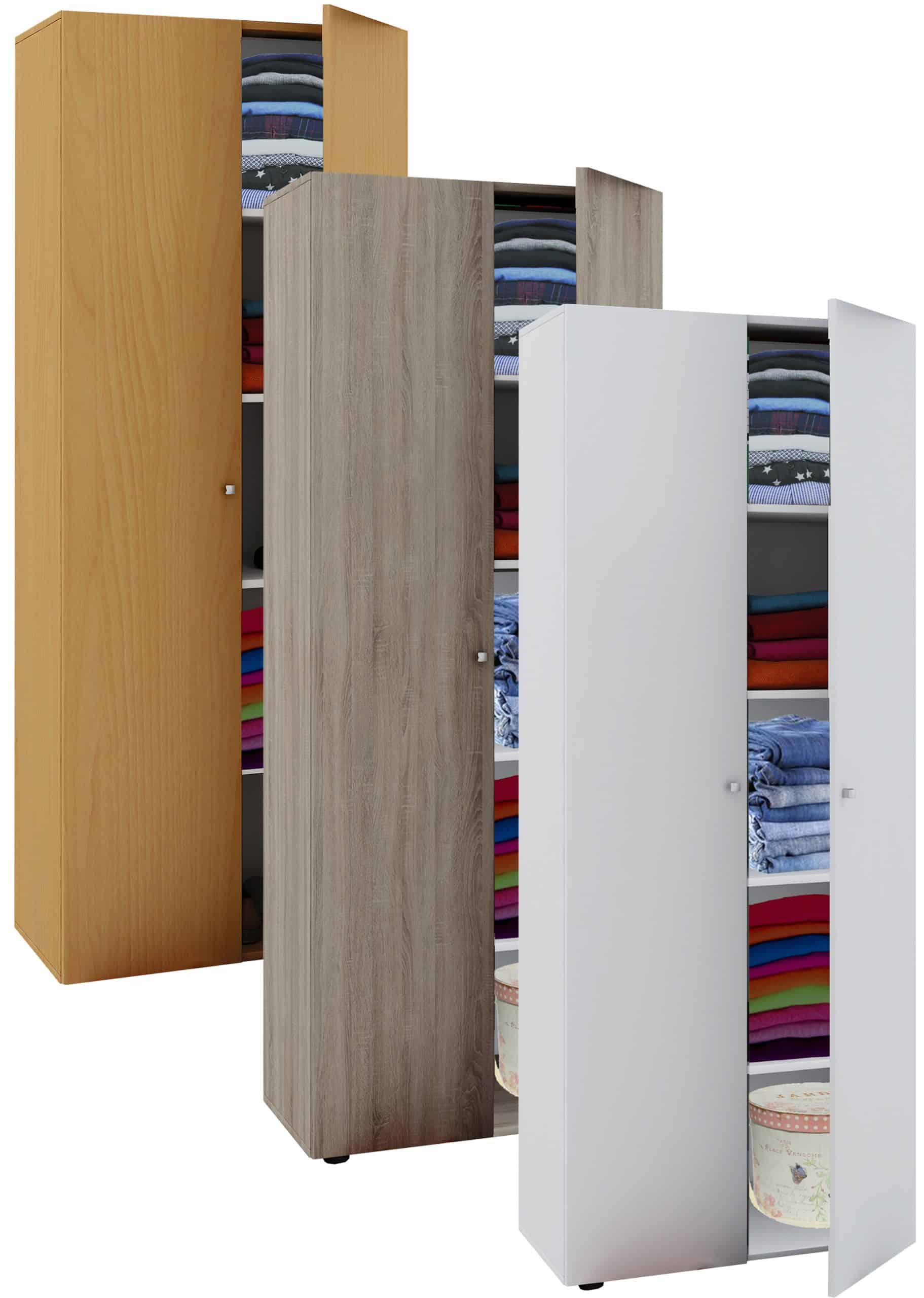 VCM Holz Kleiderschrank   5 Fächer   Maße ca. B. 70 x  H. 178 x T. 40 cm   2 Drehtüren   erweiterbar   Schrank - Vandol