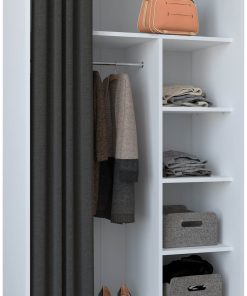 VCM Holz Kleiderschrank   Offener Schrank mit Rollen  begehbarer   Kleiderregal   Maße ca. H. 175 x B. 101 x T. 51 cm - Ostila