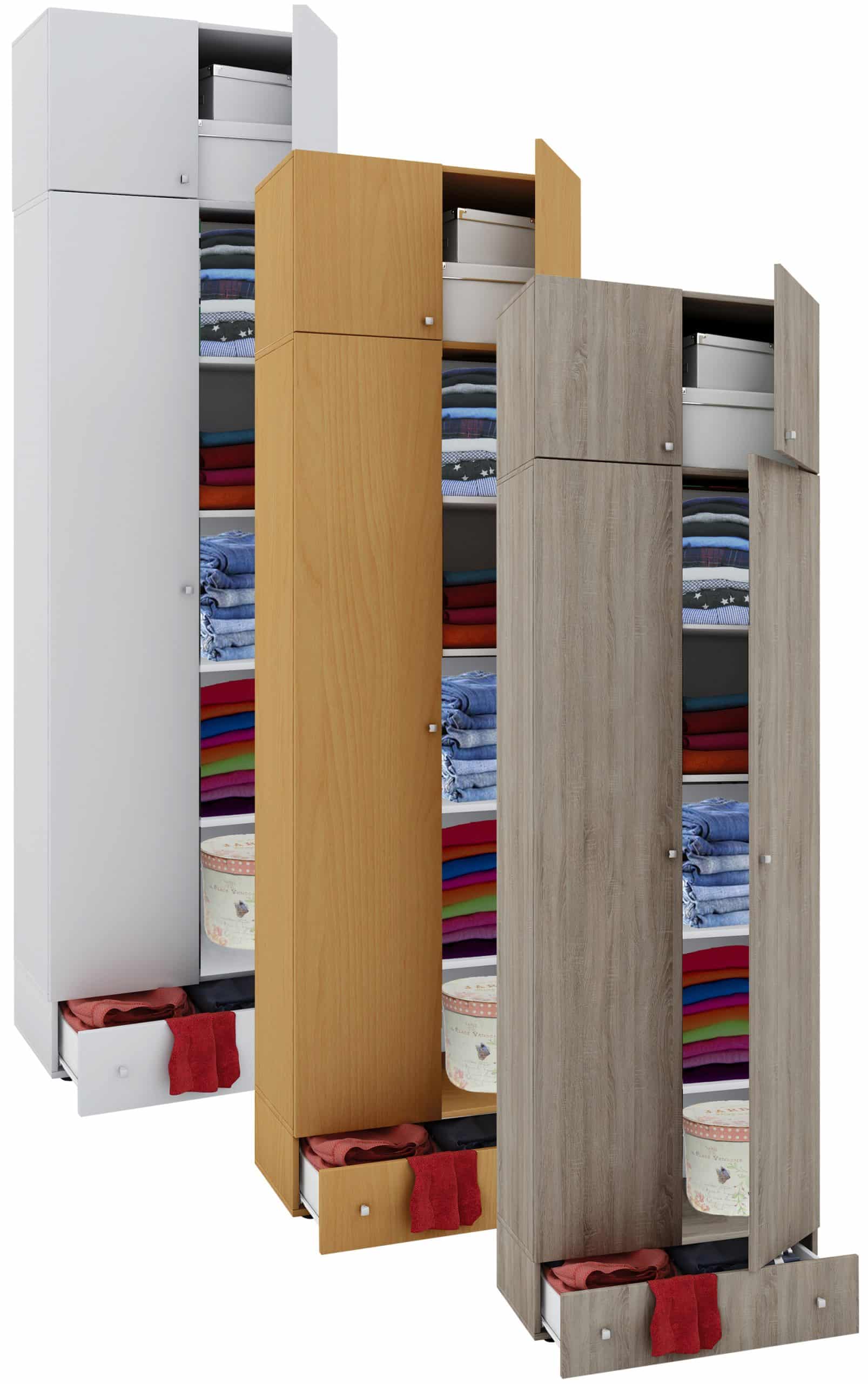 VCM Holz Kleiderschrank   Schrank mit 5 Fächer und  Drehtüren   erweiterbar   Maße ca. B. 70 x  H. 238 x T. 40 cm  - Vandol