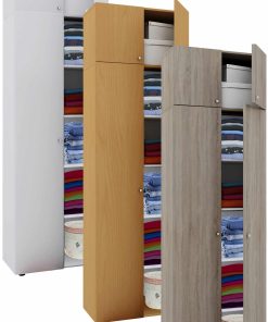 VCM Holz Kleiderschrank   Schrank  mit 6 Fächern und Drehtüren   erweiterbar   Maße ca B. 70 x  H. 218 x T. 40 cm - Vandol