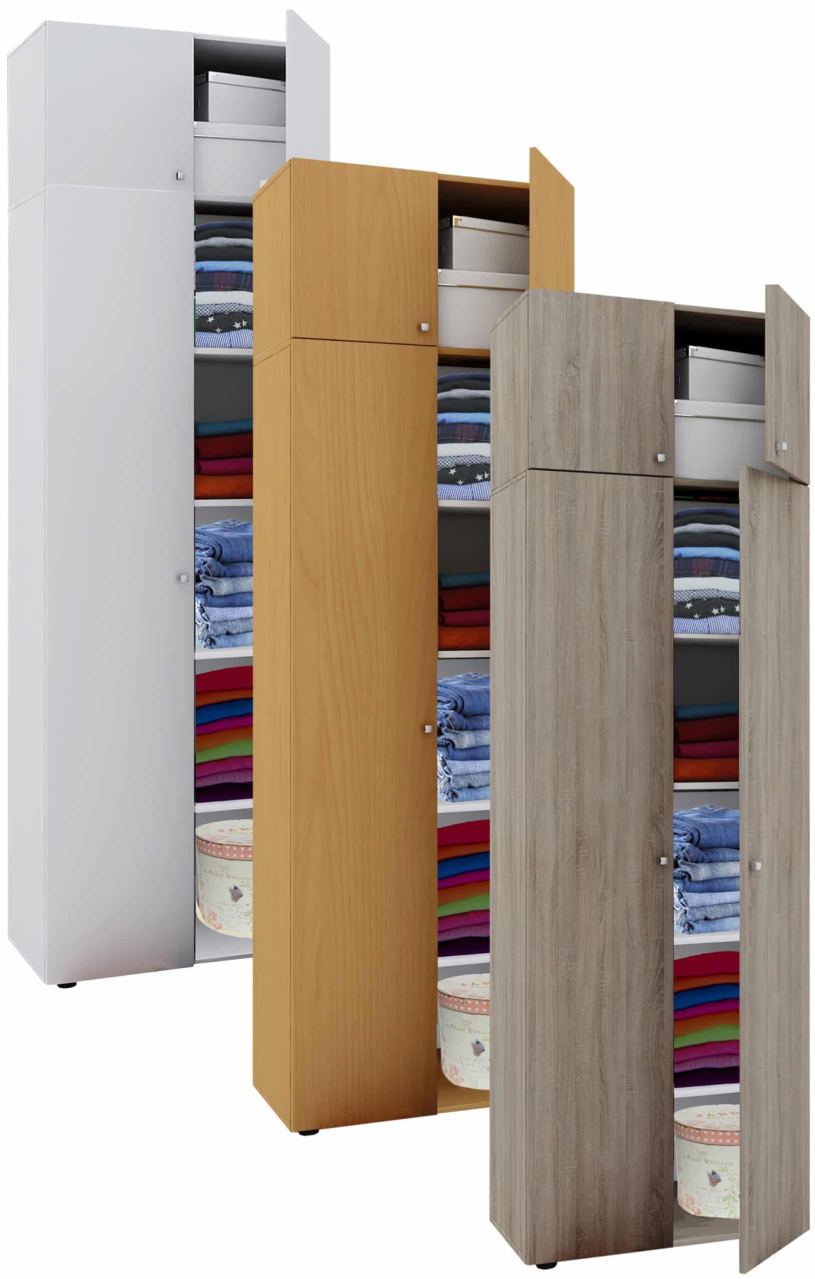 VCM Holz Kleiderschrank   Schrank  mit 6 Fächern und Drehtüren   erweiterbar   Maße ca B. 70 x  H. 218 x T. 40 cm - Vandol