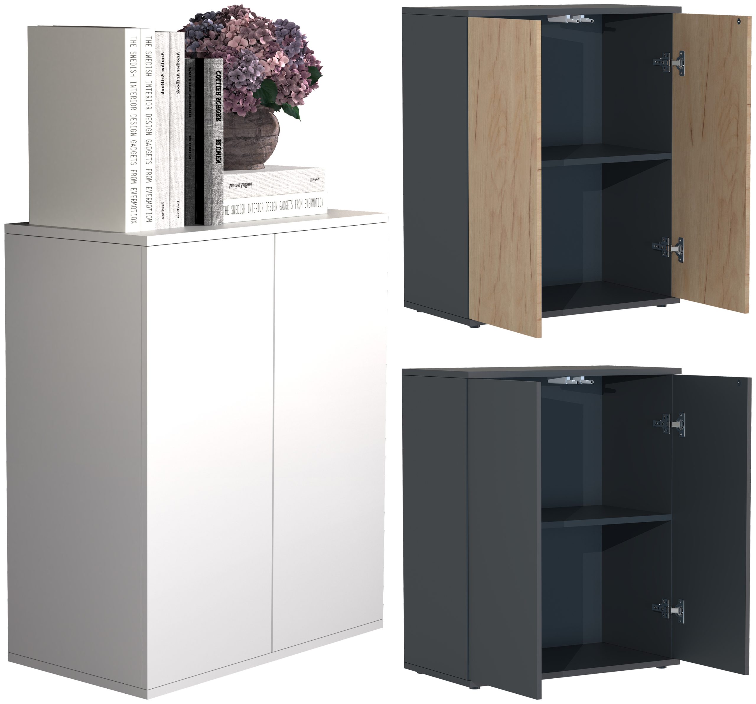 VCM Holz Kommode   Sideboard mit Drehtüren   Maße ca. H. 73 x B. 60 x T. 32 cm - Dalosa 2