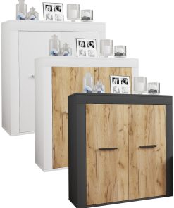 VCM Holz Kommode   Sideboard mit Drehtüren   Maße ca. H. 89 x B. 80 x T. 35 cm - Usilo