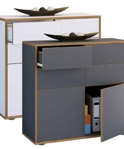 VCM Holz Kommode   Sideboard mit Drehtüren und Schubladen   Büromöbel   Maße ca H. 74 x B. 100 x T. 32cm - Salia