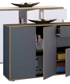 VCM Holz Kommode   Sideboard mit Drehtüren und Schubladen   Büromöbel   Maße ca H. 74 x B. 110 x T. 32cm - Salia