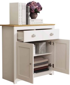 VCM Holz Kommode   Sideboard  mit Drehtüren  und Schubladen   Maße ca. H. 81 x B. 82 x T. 35 cm - Balusa L