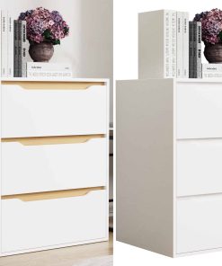 VCM Holz Kommode   Sideboard mit Schubladen   Nachttisch   Maße ca. H. 78 x B. 65 x T. 48 cm - Malira L