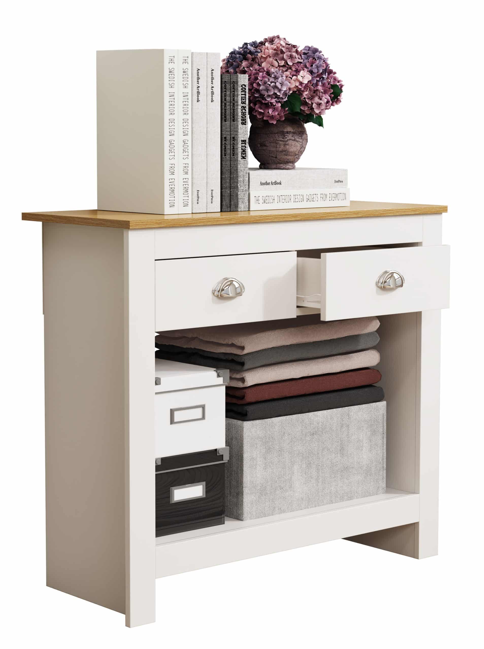 VCM Holz Kommode   Sideboard  mit offenen Fach und Schubladen   Maße ca. H. 76 x B. 85 x T. 35 cm - Balusa S