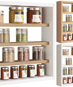 VCM Holz Küchenregal hängend   Maße ca. H. 40 x B. 40 x T. 10 cm   Hängeregal mit vier Fächern   Wandregal   Gewürzregal   Küchenmöbel - Esaldi S