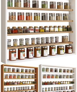 VCM Holz Küchenregal hängend   Maße ca. H. 60 x B. 80 x T. 10 cm   Hängeregal mit fünf Fächern   Wandregal   Gewürzregal   Küchenmöbel - Esaldi L