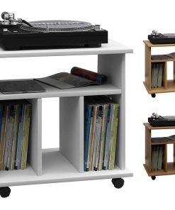 VCM Holz Media-Regal   Regal mit Rollen   Maße: H. 59 x B. 60 x T. 45 cm - Retal
