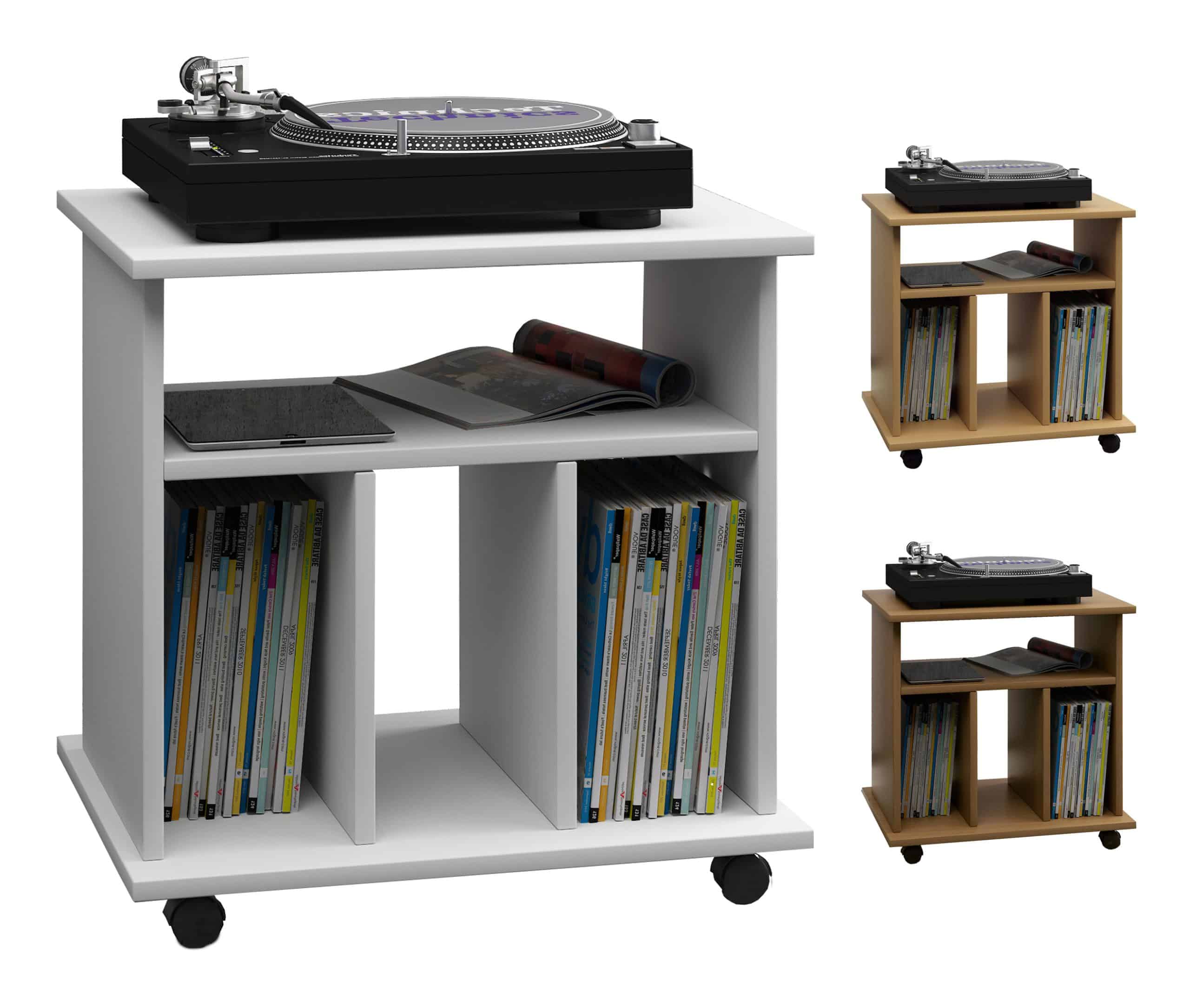 VCM Holz Media-Regal   Regal mit Rollen   Maße: H. 59 x B. 60 x T. 45 cm - Retal