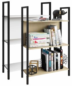 VCM Holz Metall Aufbewahrung Stand Regal Bücherregal Deko Bücher Standregal Flakos 3