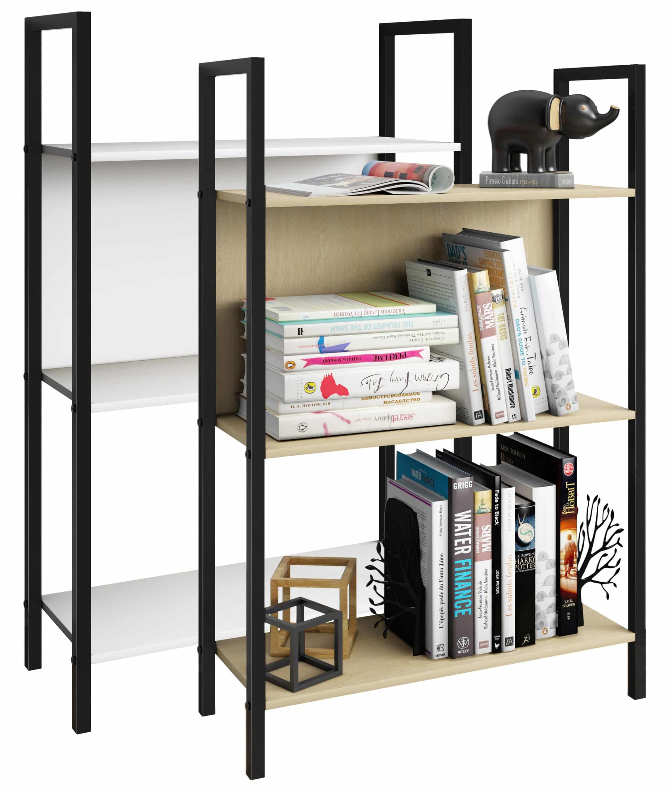 VCM Holz Metall Aufbewahrung Stand Regal Bücherregal Deko Bücher Standregal Flakos 3