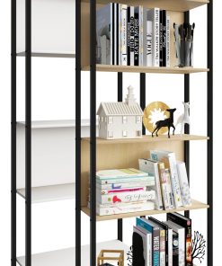 VCM Holz Metall Aufbewahrung Stand Regal Bücherregal Deko Bücher Standregal Flakos 5