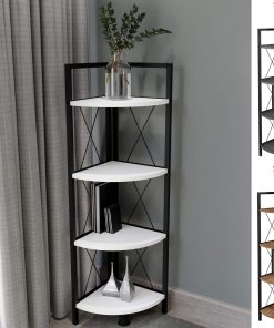 VCM Holz Metall Eckregal Aufbewahrung Stand Regal Bücherregal Deko Bücher Standregal Insasi 4