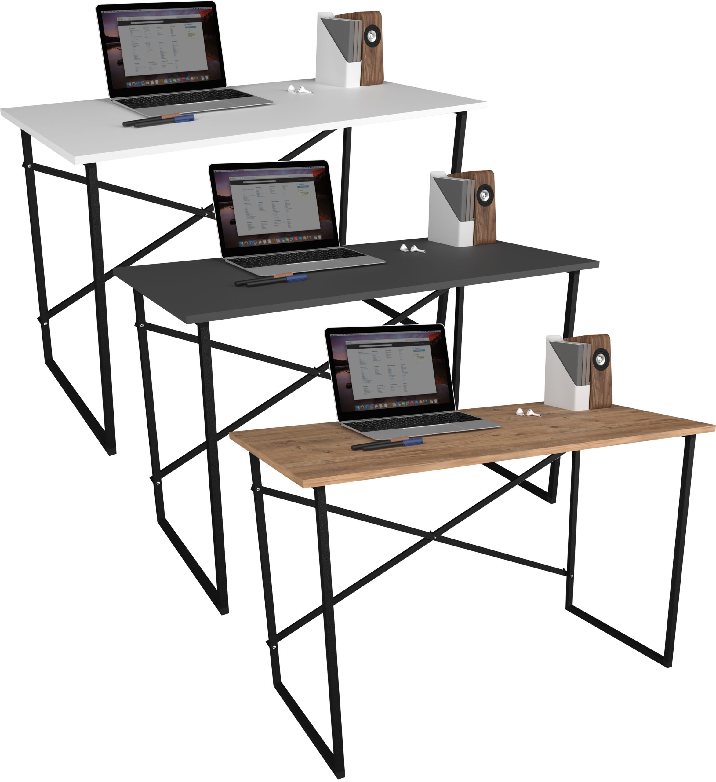 VCM Holz Metall Schreibtisch Computertisch Arbeitstisch Bürotisch Büro Industrie Styl Insasi