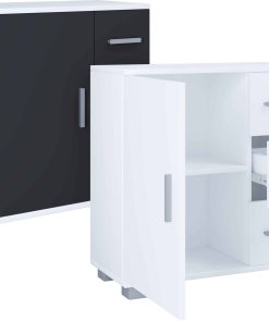 VCM Holz Midischrank   Badschrank   Maße: H. 65 x B. 60 x T. 30 cm   3 Schubladen   1 große Drehtür   2 Fächer - Zalo XL